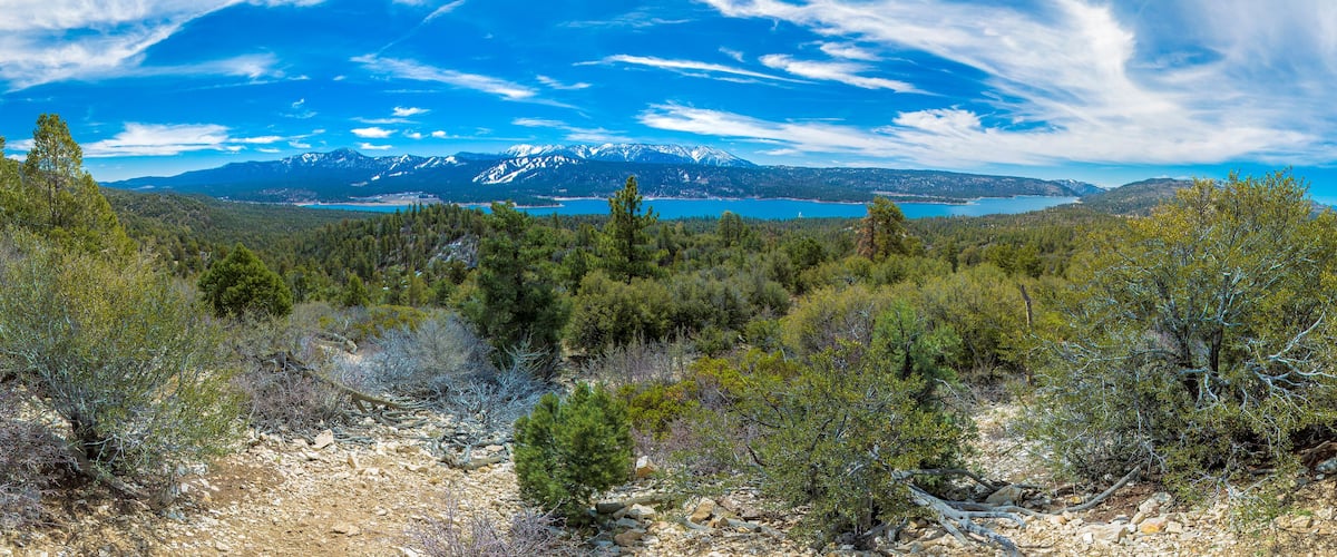 Mountain lake and sky view in Big Bear California