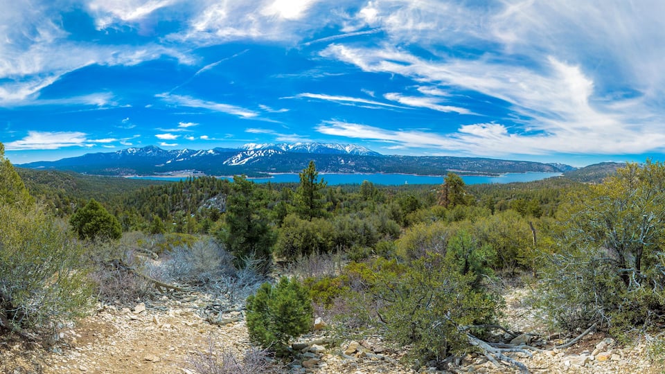 Mountain lake and sky view in Big Bear California