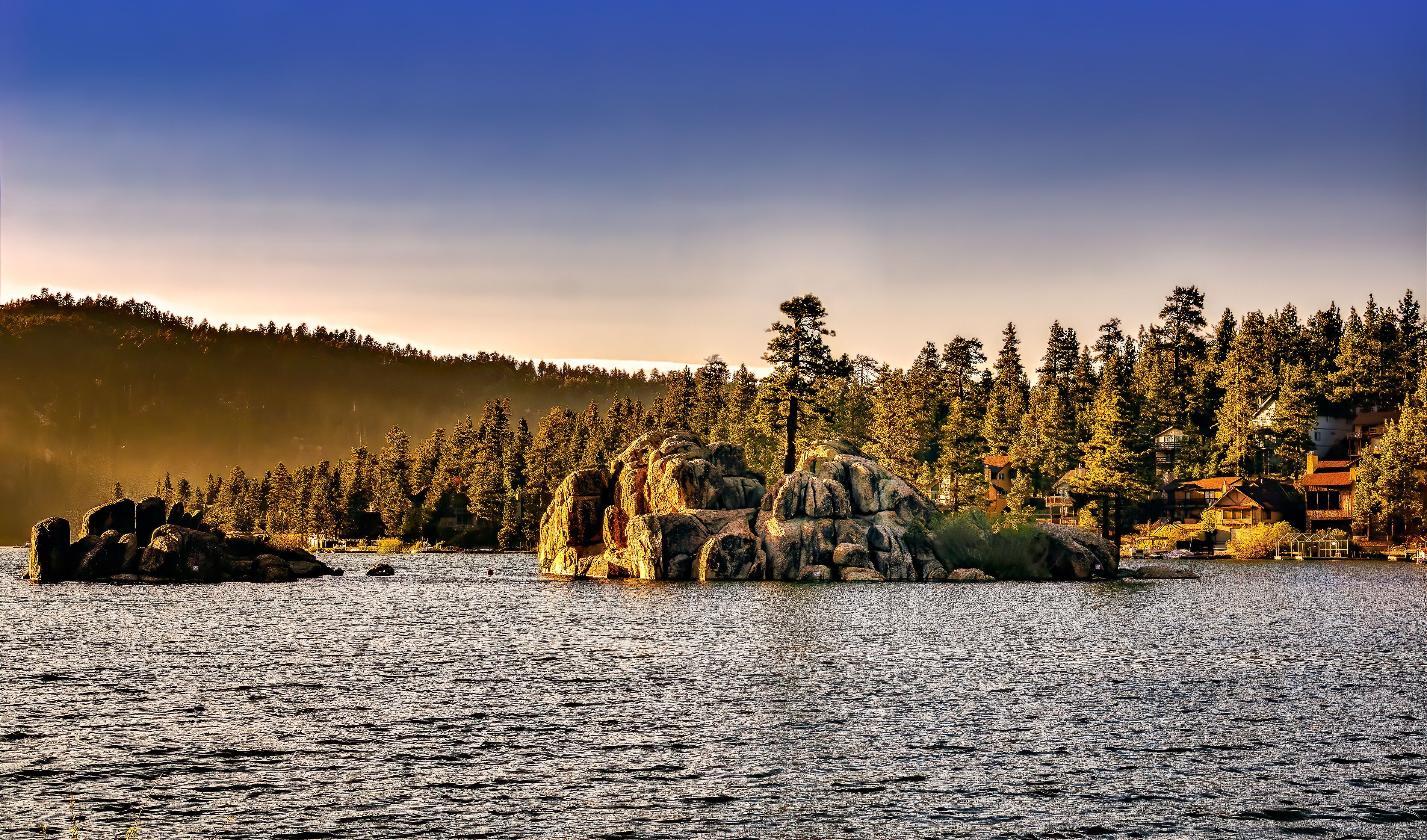 Panoramic view of Big Bear Lake in southern California.