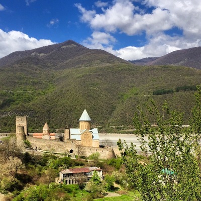 View onto Ananuri Monastery approx. 1 hour drive North of Tbilisi, Georgia.