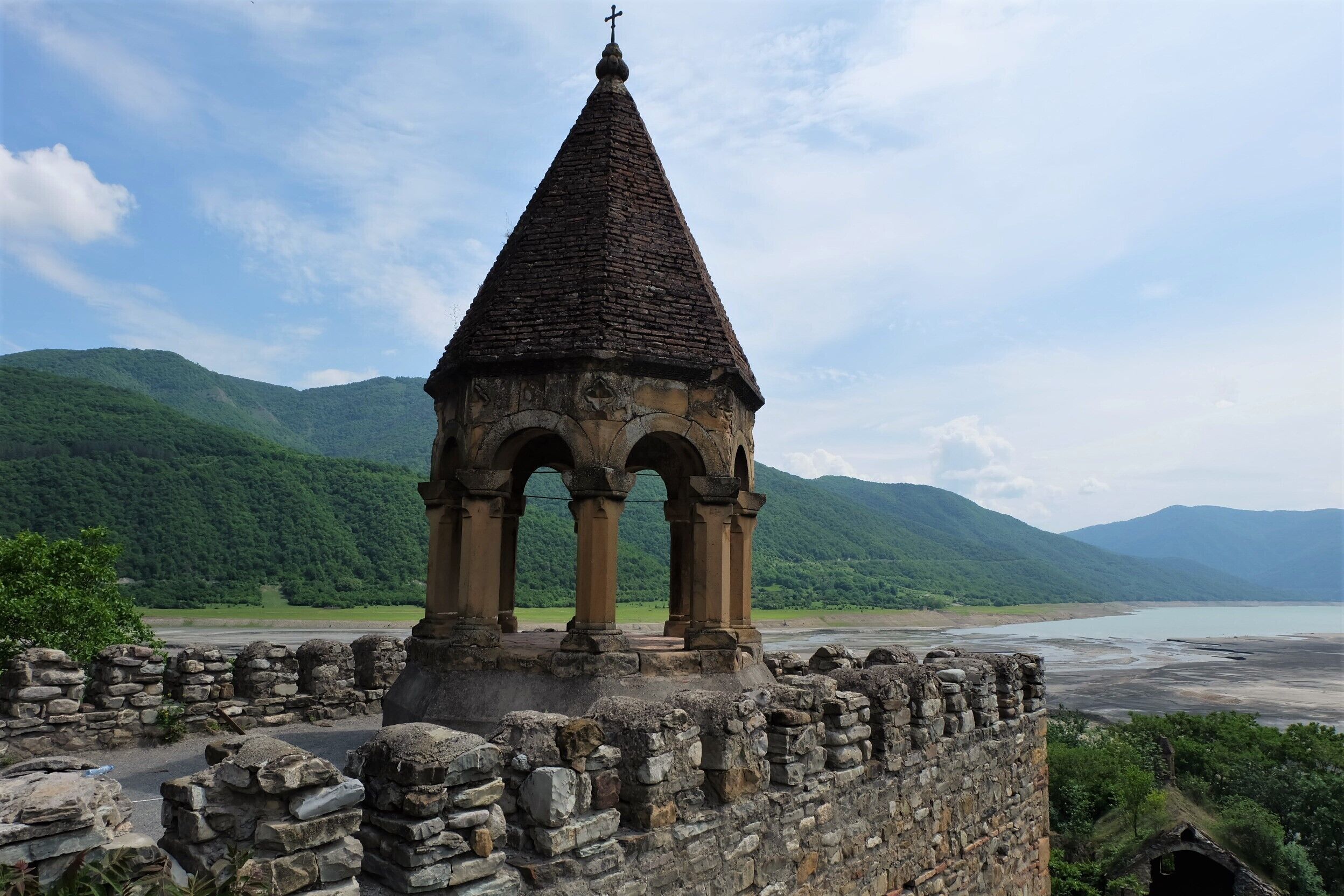 Ananuri it's a small fortress complex on the Georgian Military Road.