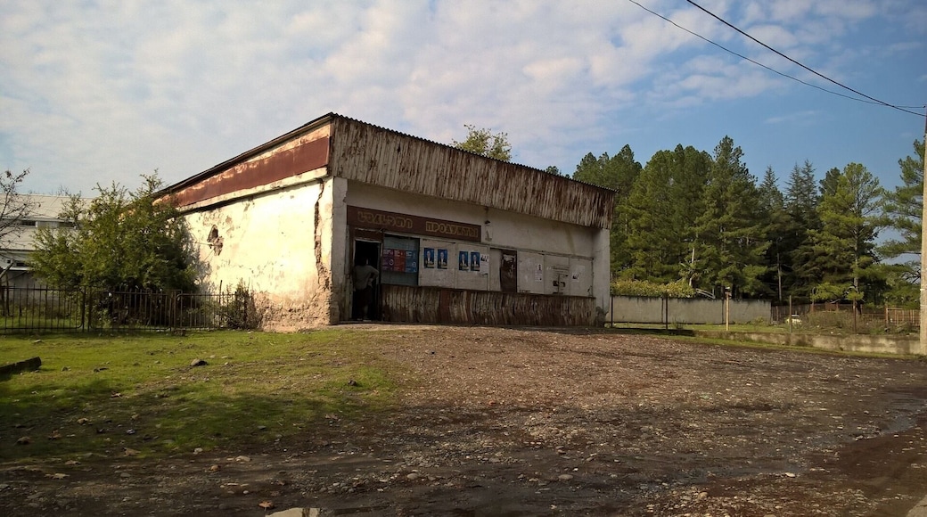 View of an old market in the Georgian village of Tobanieri.
The name and the design of the store is very much from the Soviet-era. The store has a sign labeled “products” in Russian, which is then directly translated into Georgian.
In some of the more rural villages, I have noticed that the older people and townsfolk are confused as to why one would “name” a store. Still very a bourgeois concept in some places.