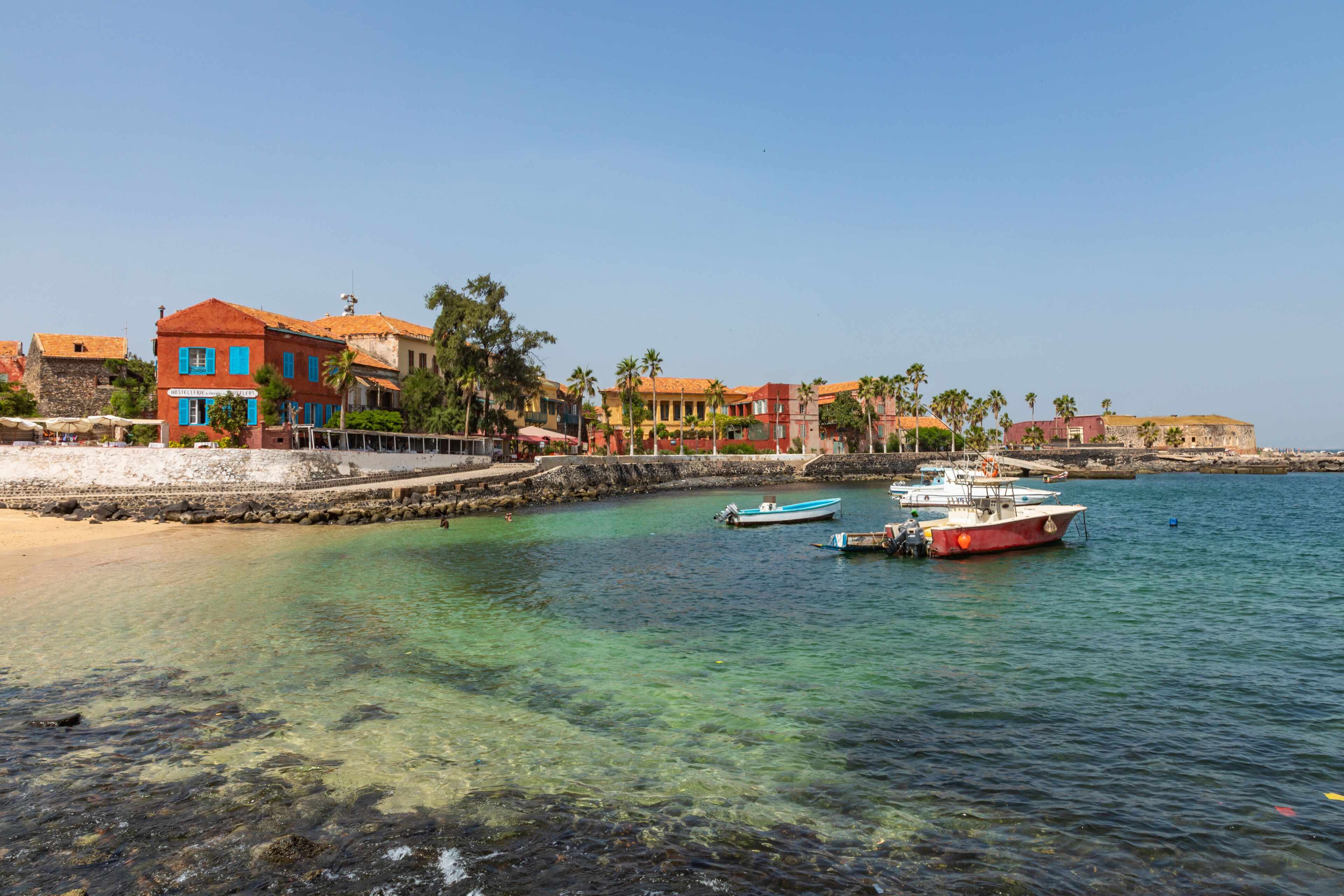 Traditional architecture at Goree island, Dakar, Senegal. West Africa.