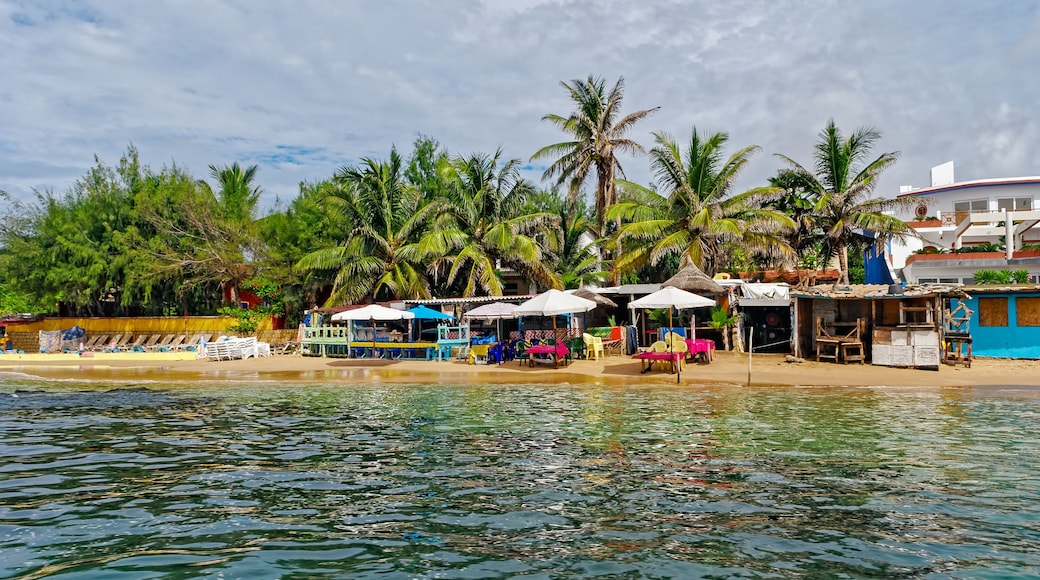 Shore of tiny island of NGor in Atlantic ocean