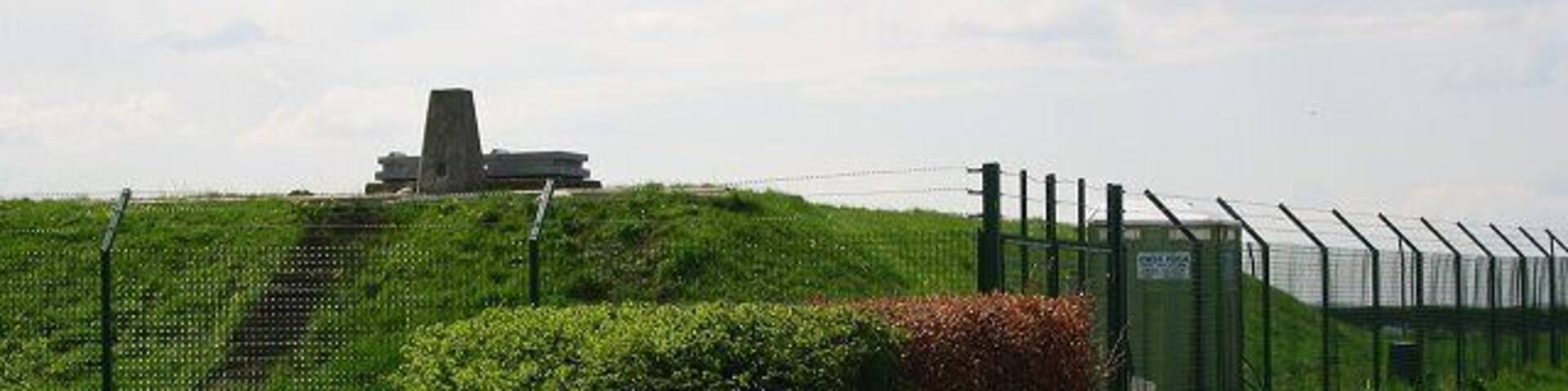 West Bank Reservoir. Water tank behind Macmerry. Recently fortified.
