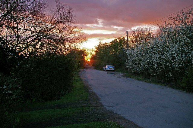 Sunset in Peartree Lane. Peartree Lane runs off 51788.
