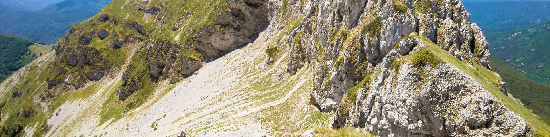 Mount Viglio (Frosinone, Italy) - In the Monti Cantari mountain range, the Monte Viglio is one of three hightest peak in Lazio region. Here during the spring with hikers.