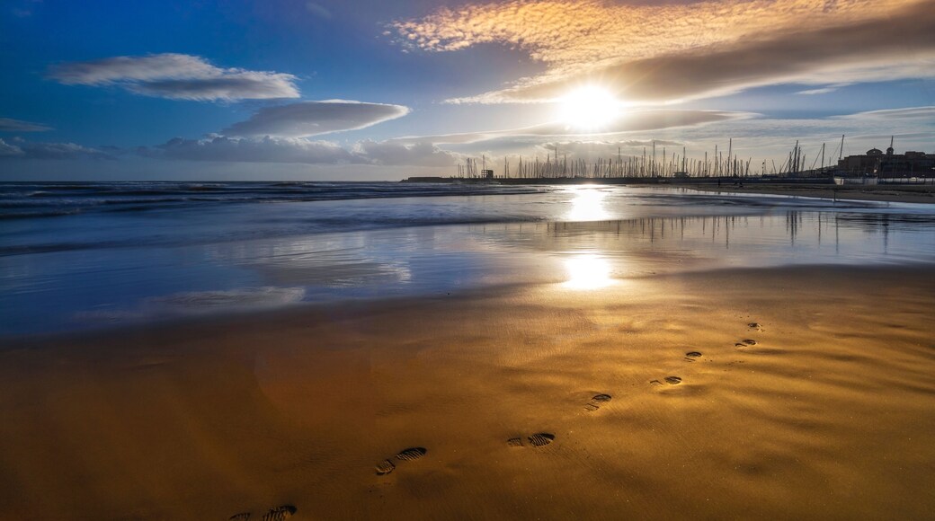 Sunset of Tyrrhenian Sea, view from sanctuary of holy Maria Goretti.