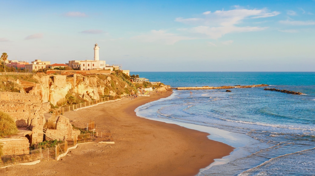 Grotte di Nerone beach and sea. Anzio, near Rome, Italy. Summer sunset