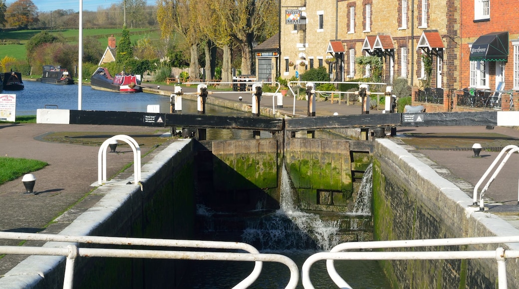 Canal locks on the Grand Union Canal at Stoke Bruerne, Northamptonshire, England