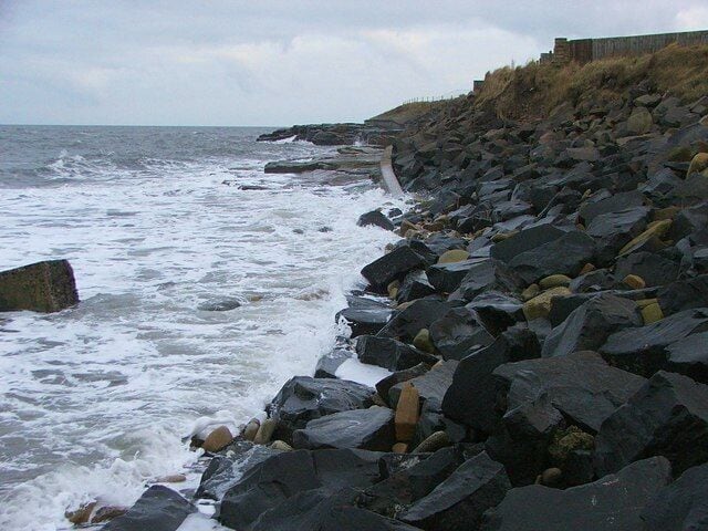 Sea Defences. Large boulders hold back the North Sea at Cresswell. This is a good place to spot dolphins and porpoises and the odd passing whale.