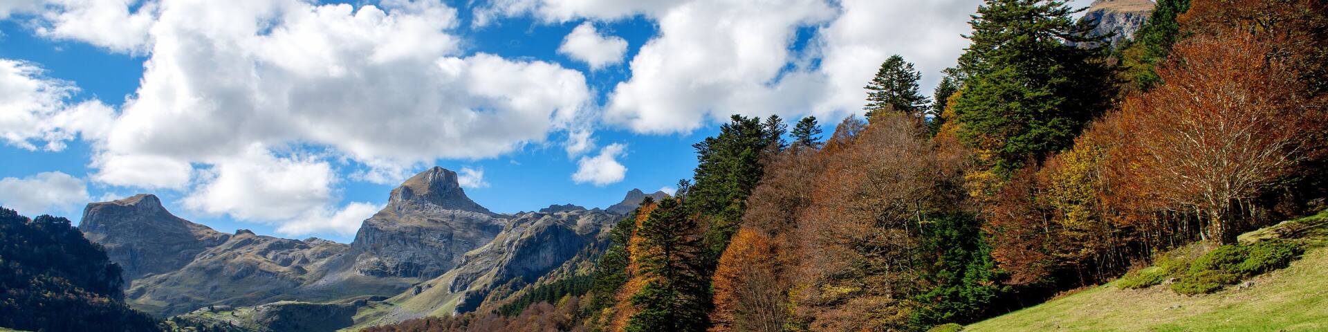 view of Pyrenees mountains in autumn, near Pic Ossau
