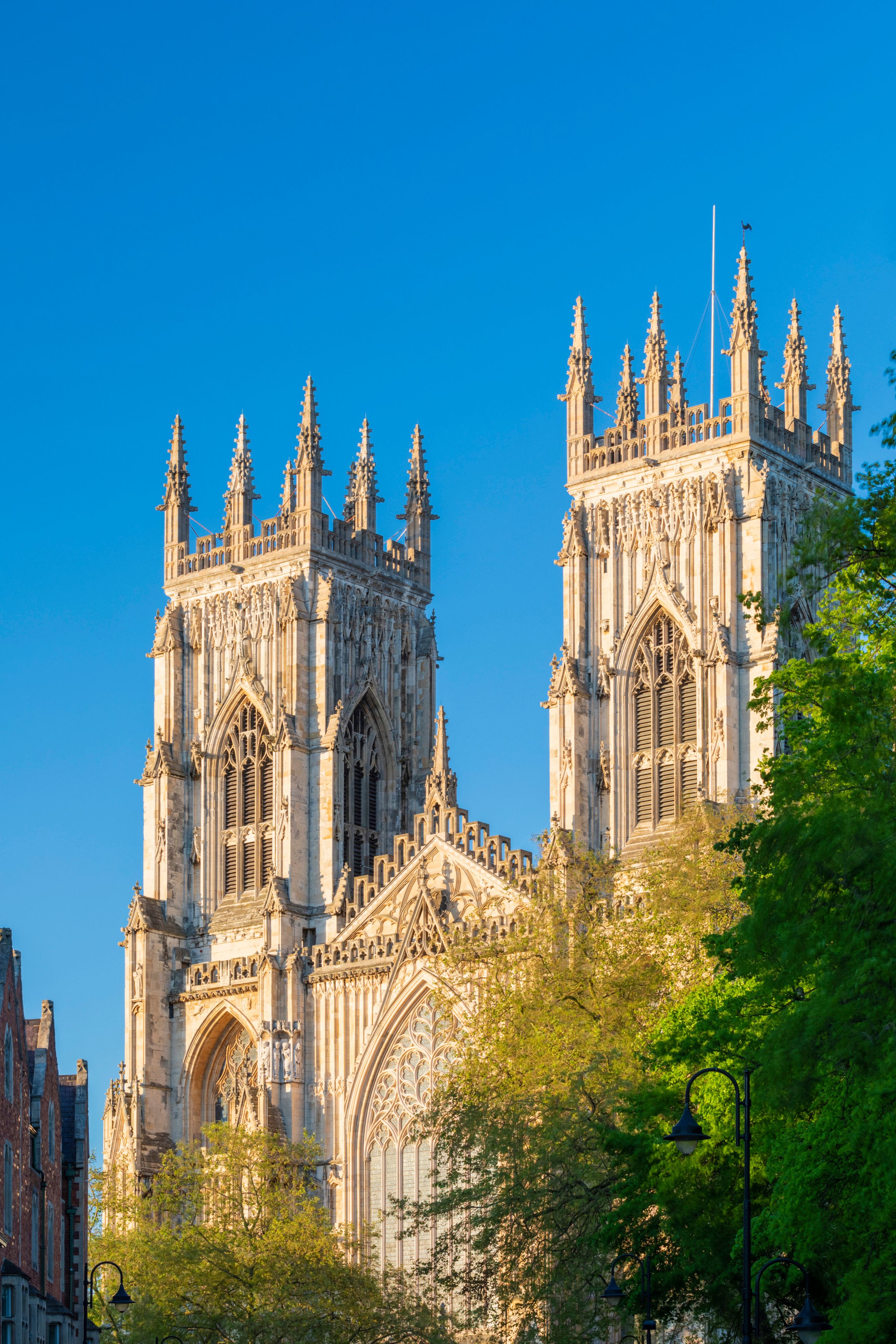 A Gothic cathedral with intricate spires and detailed stonework.