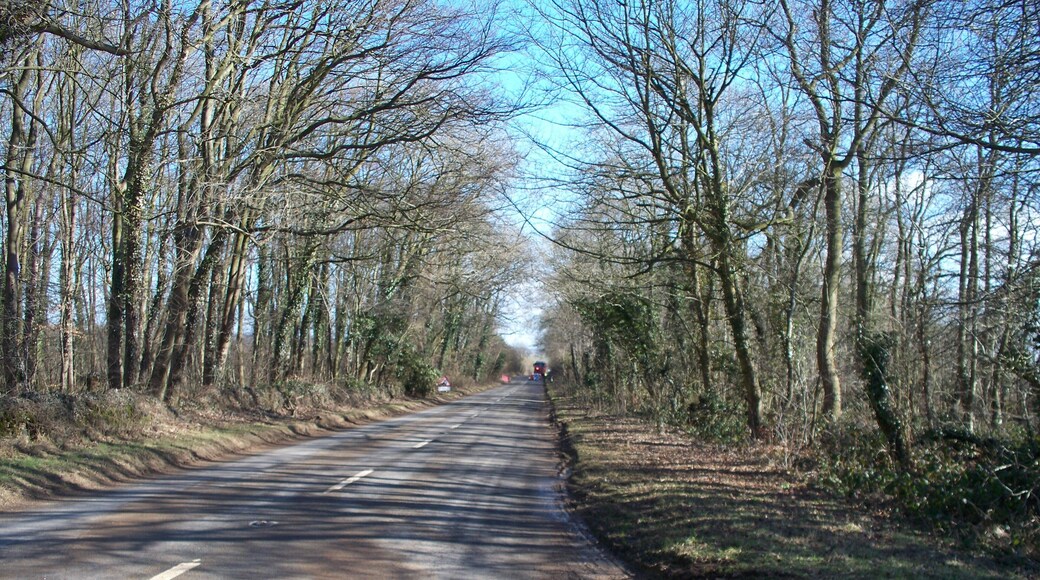 Road to Stow The B4077 seen from the point where the track from Lower Barn joins. The roadworks ahead are repairing the ravages of the 2009/10 winter.