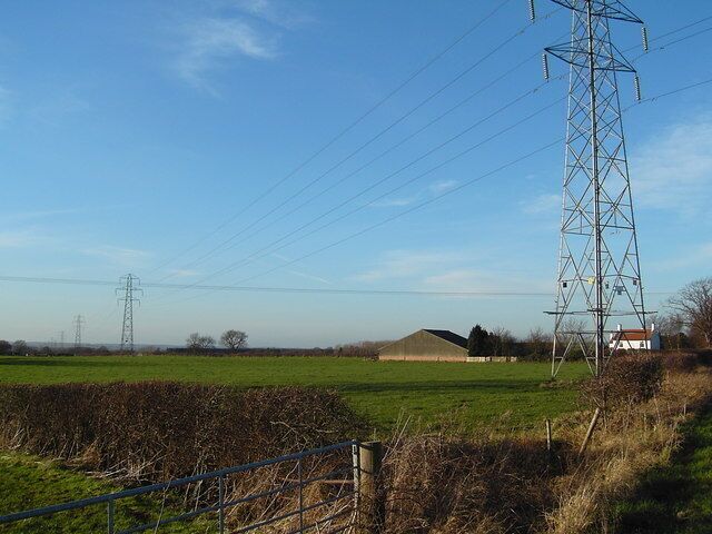 Fonaby Low Farm and pylons