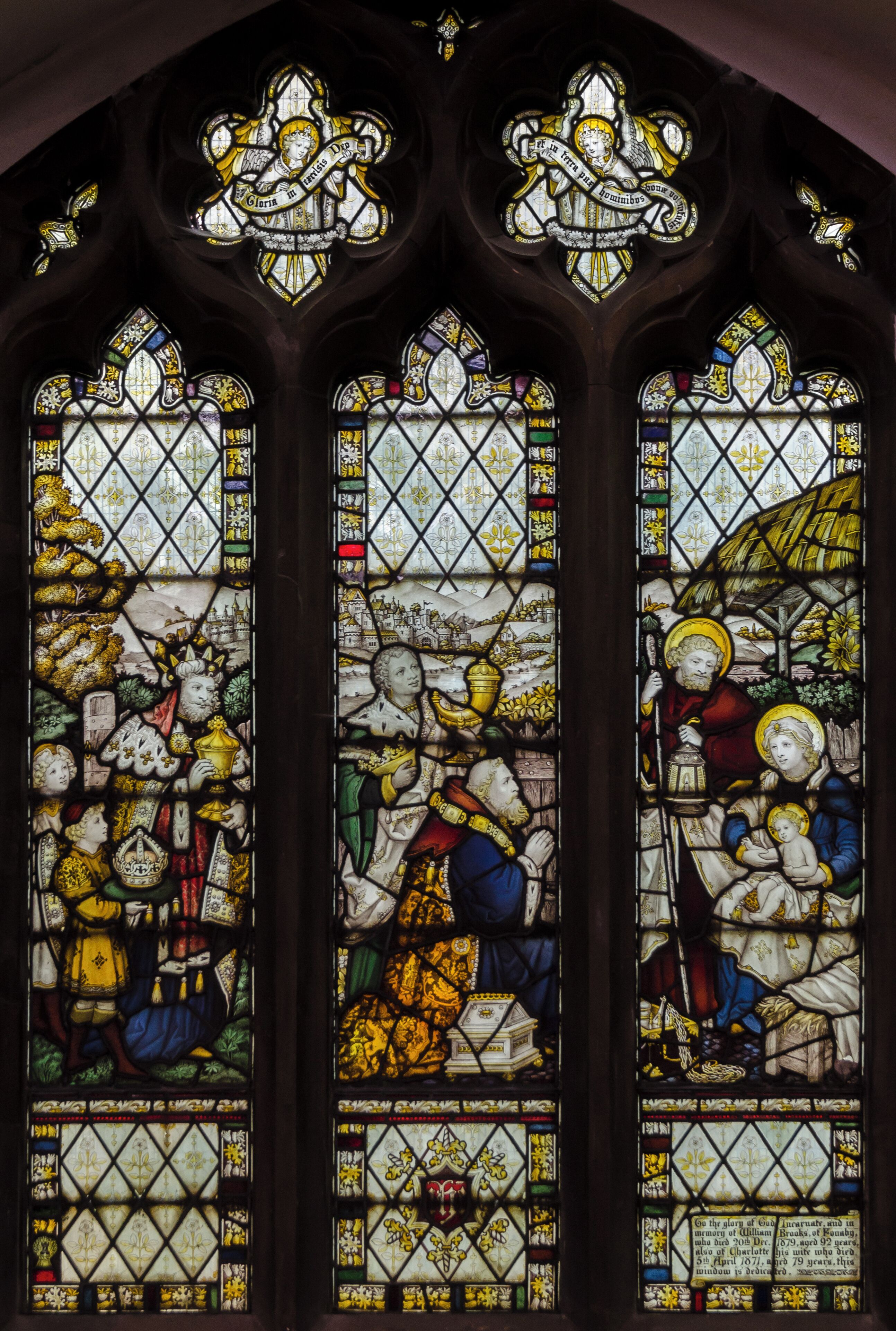 Adoration of The Magi by Kempe and Co. 1910. In memory of William Brooks(d. 1879) and Charlotte Brooks (d. 1871).