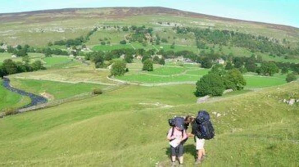 Yorkshire Dales navigation. On the way to Malham on the Monks Road, or are we? Duke of Edinburgh Silver Award students (from Giggleswick School) study the map on their way out of Arncliffe as they head towards Malham Tarn. The route follows the deep sided Cowside Beck...magnificent Limestone Country.