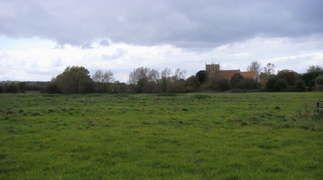 Chalgrove, Oxfordshire: view from Berrick road across fields to St Mary the Virgin parish church