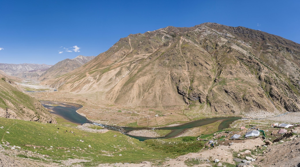 Rural mountain landscape view of Kaghan valley with Kunhar river, Balakot, Mansehra, Khyber Pakhtunkhwa, Pakistan