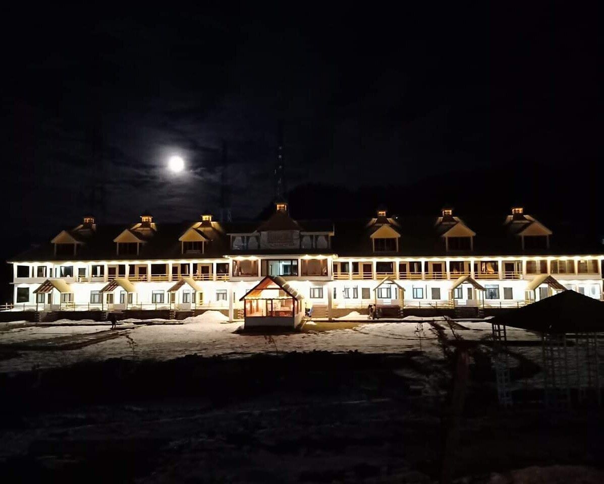 Night view of Cedarwood Resort, Shogran, KPK, Paksitan.