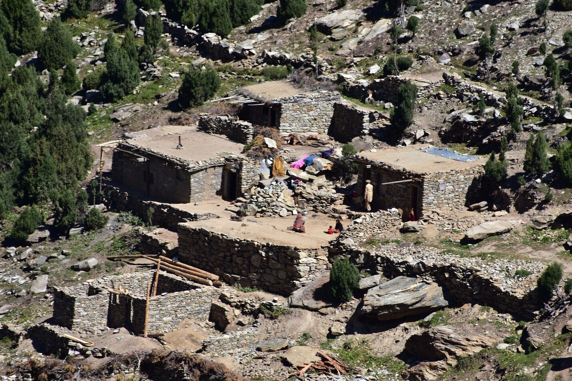 Typical village housing in one of the many valleys.