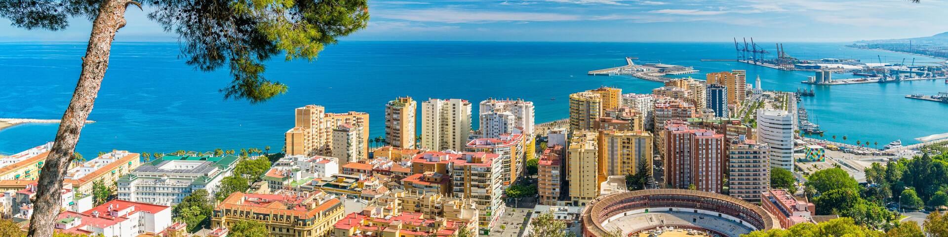 Panoramic sight of Malaga on a sunny summer day. Andalusia, Spain.