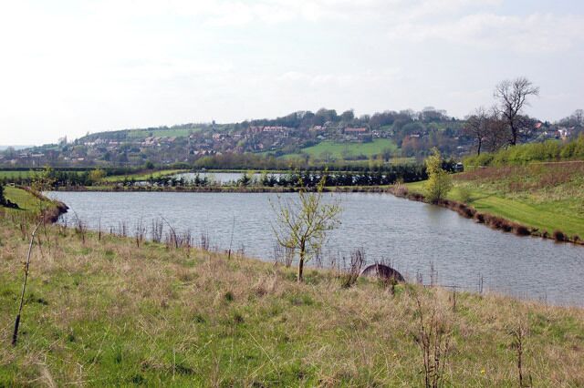Carp pool, Napton This pool is the higher of the artificial angling lakes south-east of Napton beside the road to Priors Marston.