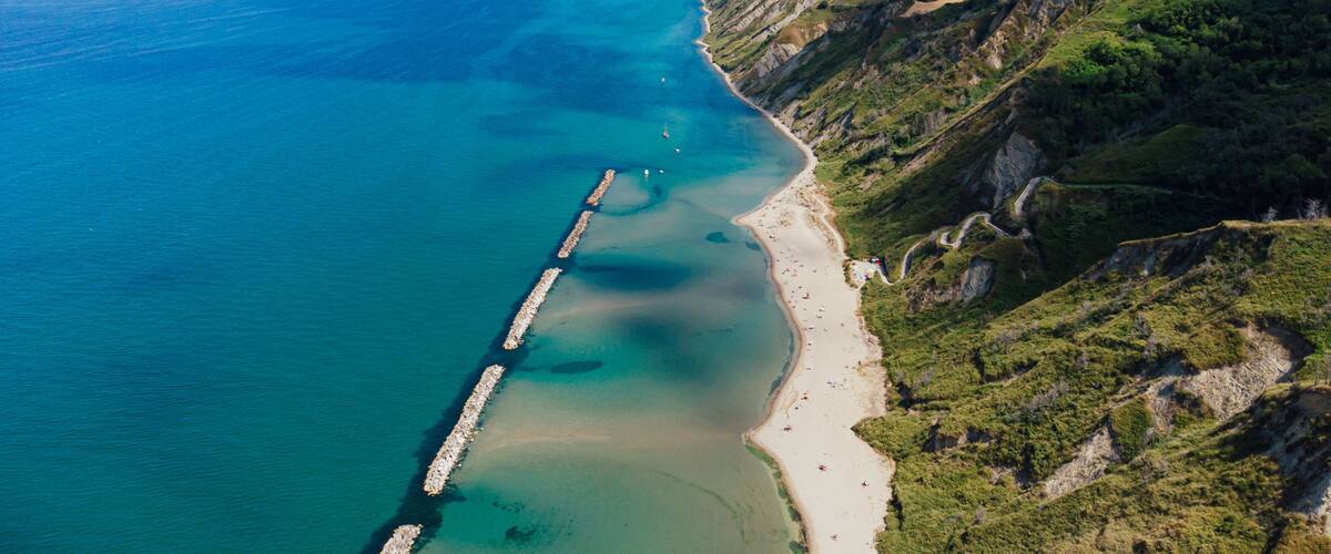 Fiorenzuola di Focara view from above, Marche region in Italy, Parco Naturale Monte San Bartolo