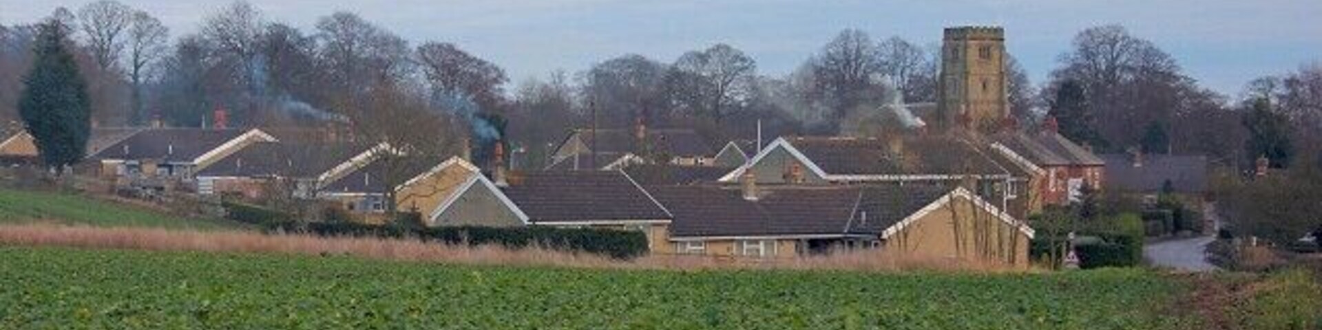 Sharow. Sharow, looking southeast from Berrygate Lane. Sharow church tower is clearly visible.