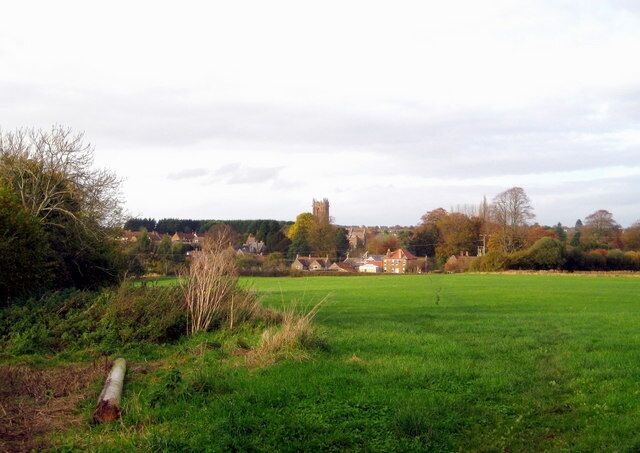 Norton sub Hamdon A view of the village and St Mary's Church from a gateway on the Chiselborough lane.