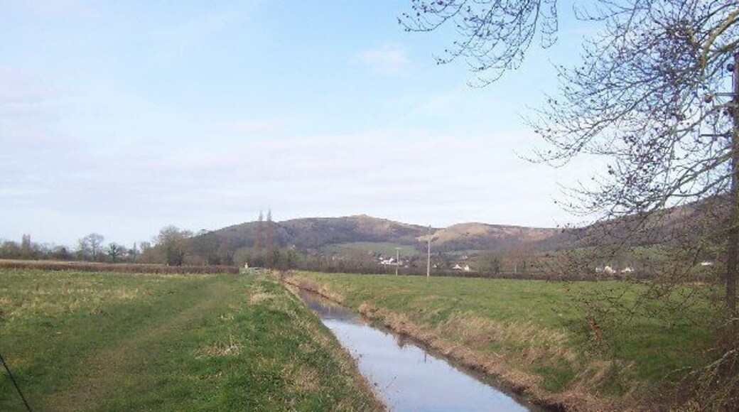 Cheddar Yeo near Cross. This looks west along the arrow straight Cheddar Yeo, taken near the village of Cross.