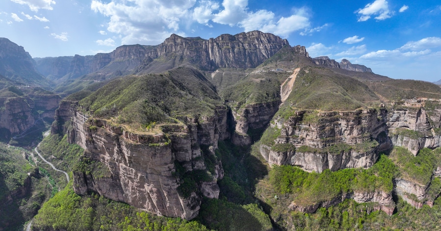 Aerial photography of Taihang Grand Canyon in Linzhou, Anyang City, Henan Province