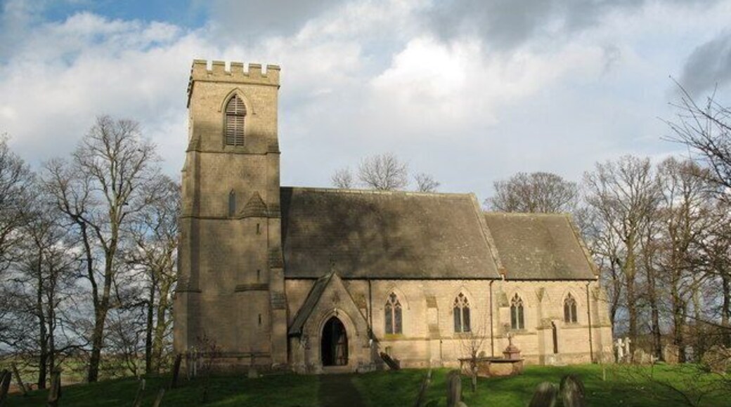 St Mary and All Saints Church Cundall An isolated little country church dating from 1852. There is a rather finely carved Saxon cross shaft within.