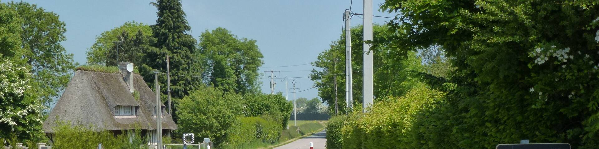 Fresne-Cauverville (Eure, Fr) city limit sign Cauverville