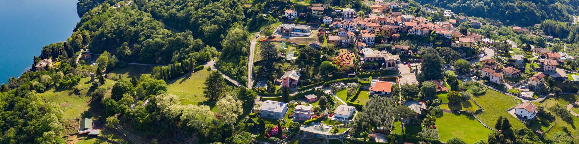 Olgiasca, Como Lake, Italy, aerial view
