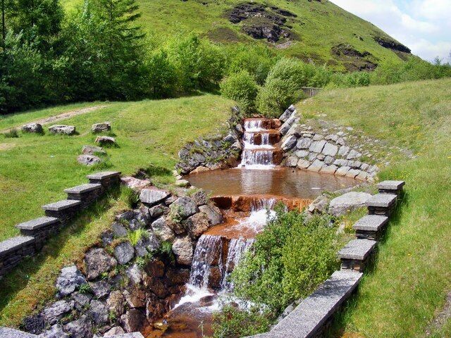 Waterfalls This is the result of reclamation, there was a colliery behind the big trees on the left of the photo.