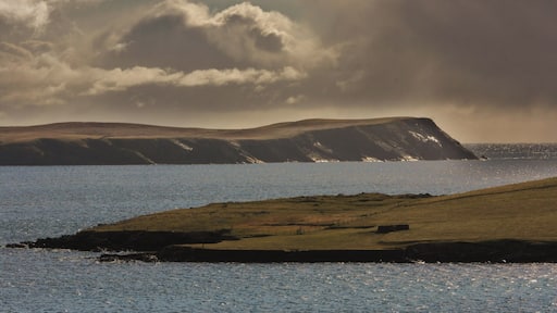 Levenwick Ness and distant No Ness in the morning light.