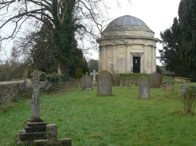 Part of Holy Trinity parish churchyard, Little Ouseburn, North Yorkshire, showing the Thompson Mausoleum