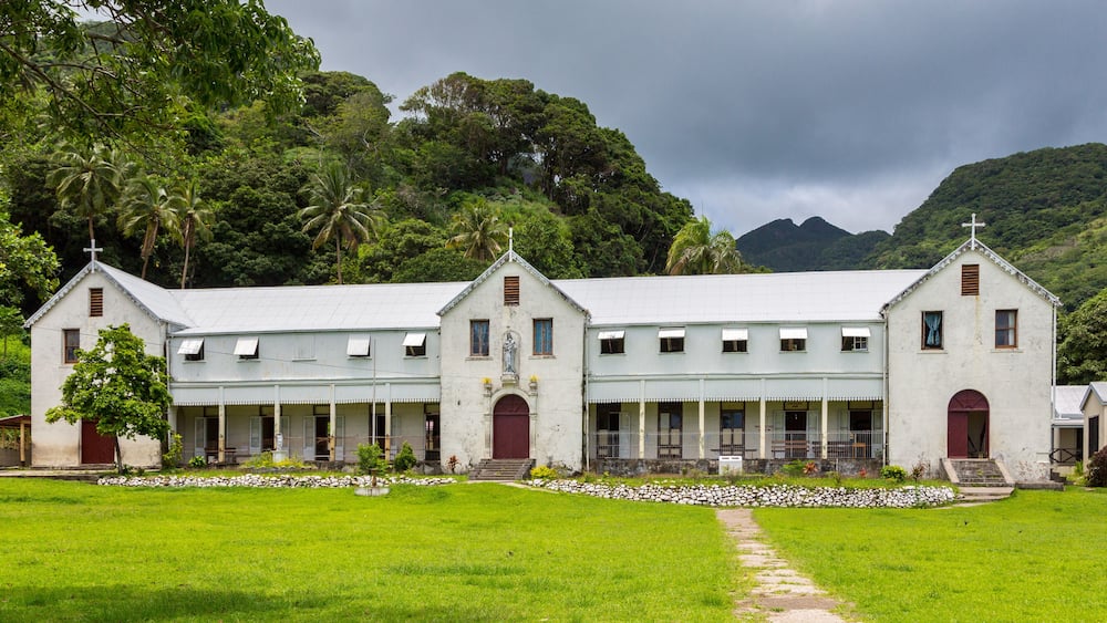 Marist Convent School (est. 1882), a girls school opened by Catholic missionaries and run by nuns, now a co-ed primary school. Levuka town, Ovalau island, Fiji, Melanesia, Oceania. UNESCO heritage.