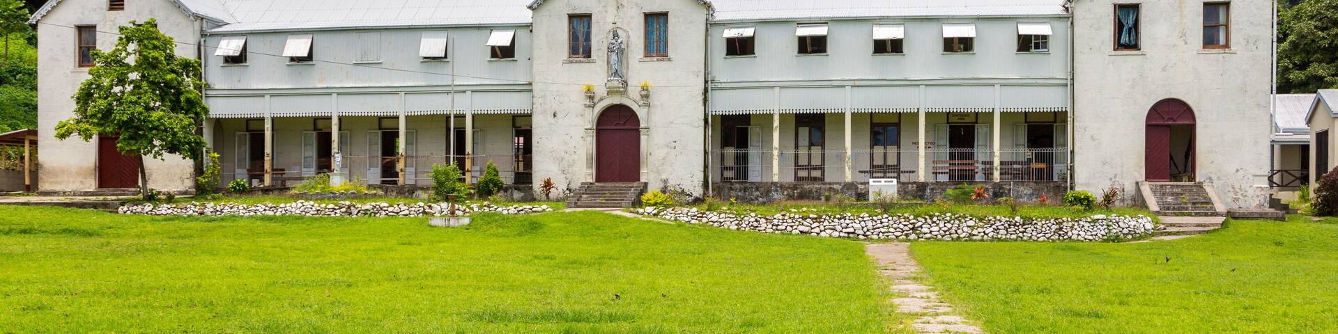 Marist Convent School (est. 1882), a girls school opened by Catholic missionaries and run by nuns, now a co-ed primary school. Levuka town, Ovalau island, Fiji, Melanesia, Oceania. UNESCO heritage.