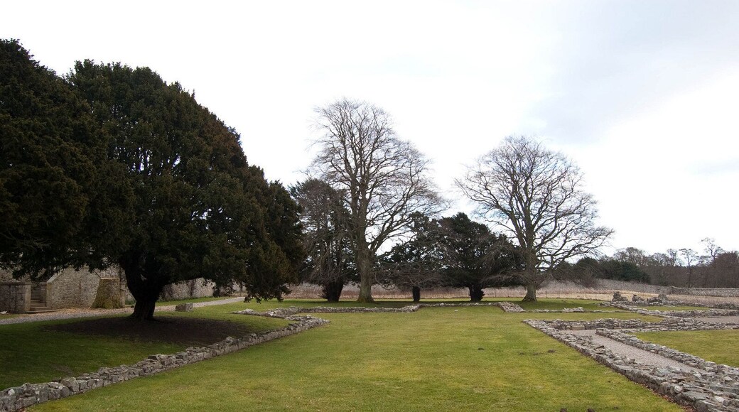 Deer Abbey: outline of the abbey church It is believed that what remained of the church was demolished in about 1810 to create the high wall that still strands around the site.