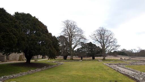 Deer Abbey: outline of the abbey church It is believed that what remained of the church was demolished in about 1810 to create the high wall that still strands around the site.