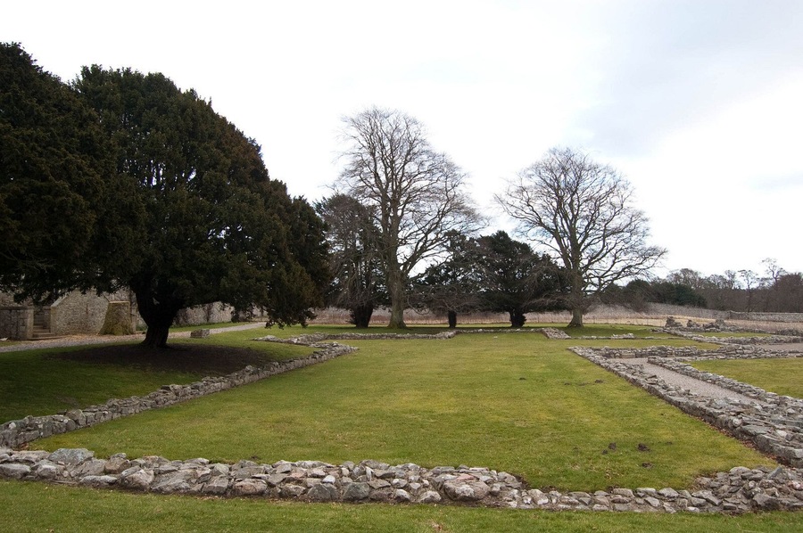 Deer Abbey: outline of the abbey church It is believed that what remained of the church was demolished in about 1810 to create the high wall that still strands around the site.