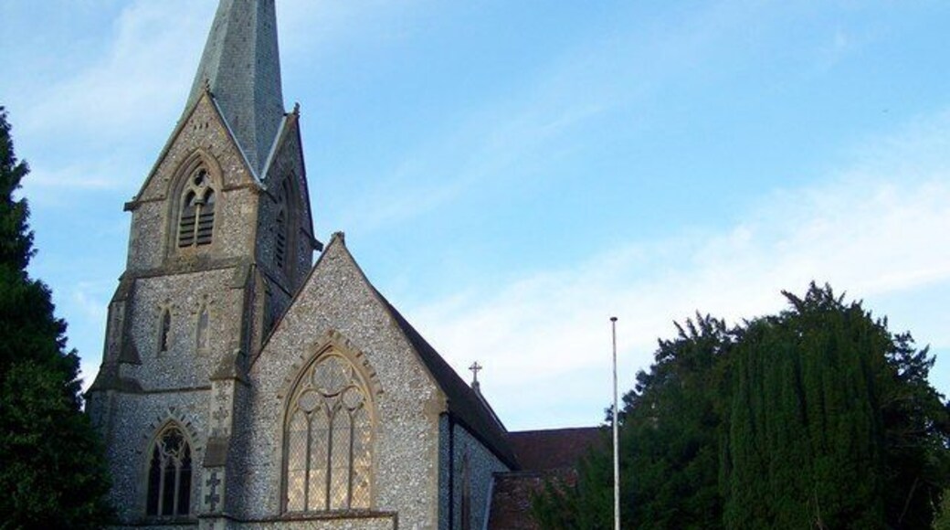 St Mary's Church, Alderbury In Alderbury the medieval church was demolished in 1857 and St Mary's Church was built in 1856. Designed by the architect Samuel Teulon it is a flint and stone church in the Decorated style with a shingle spire.