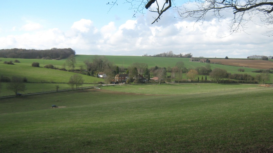 Peaceful Retreat Farm On Pett Bottom Road. As seen from a footpath near Gorsley Wood.