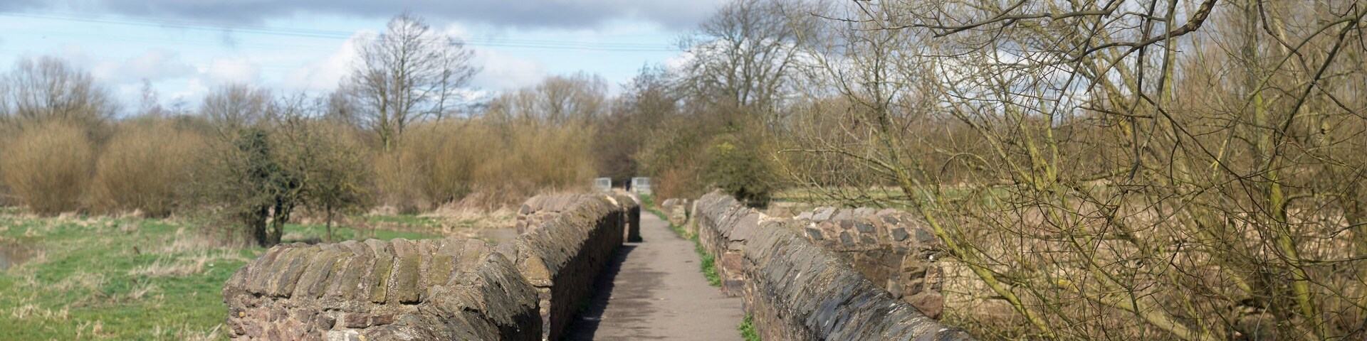 Footpath across the medieval Aylestone Packhorse Bridge, a Scheduled Monument in Leicester