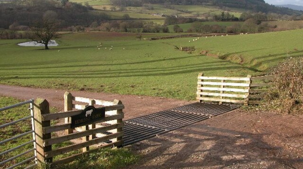 Monnow valley viewed from the entrance to Demesne Farm. Here the River Monnow forms the boundary between England and Wales, the view is from England with Wales on the other side of the valley.