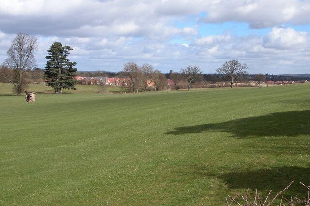 New Housing near Belmont The urban encroachment into the countryside on the western side of Hereford. This is viewed from opposite Belmont Abbey.