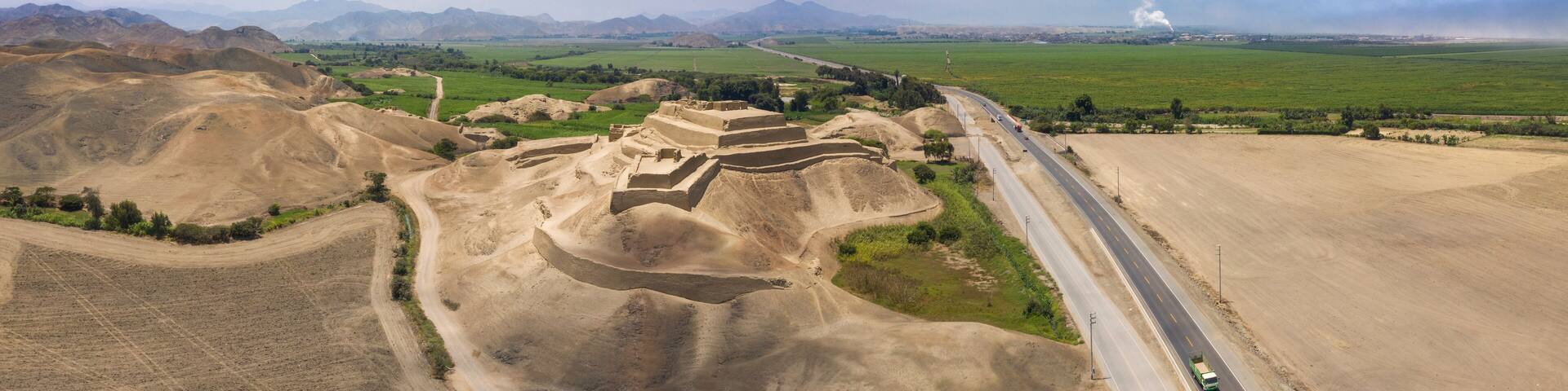 Aerial view of Paramonga fortress in Peru