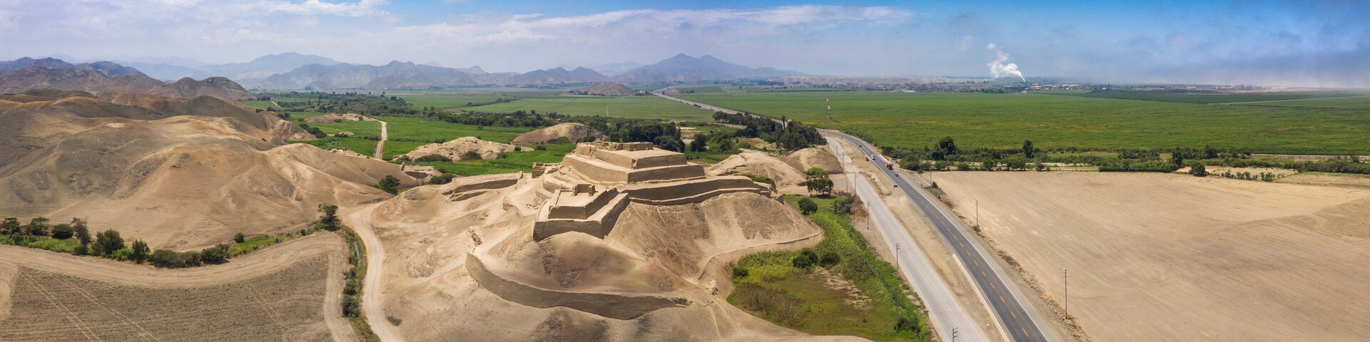 Aerial view of Paramonga fortress in Peru
